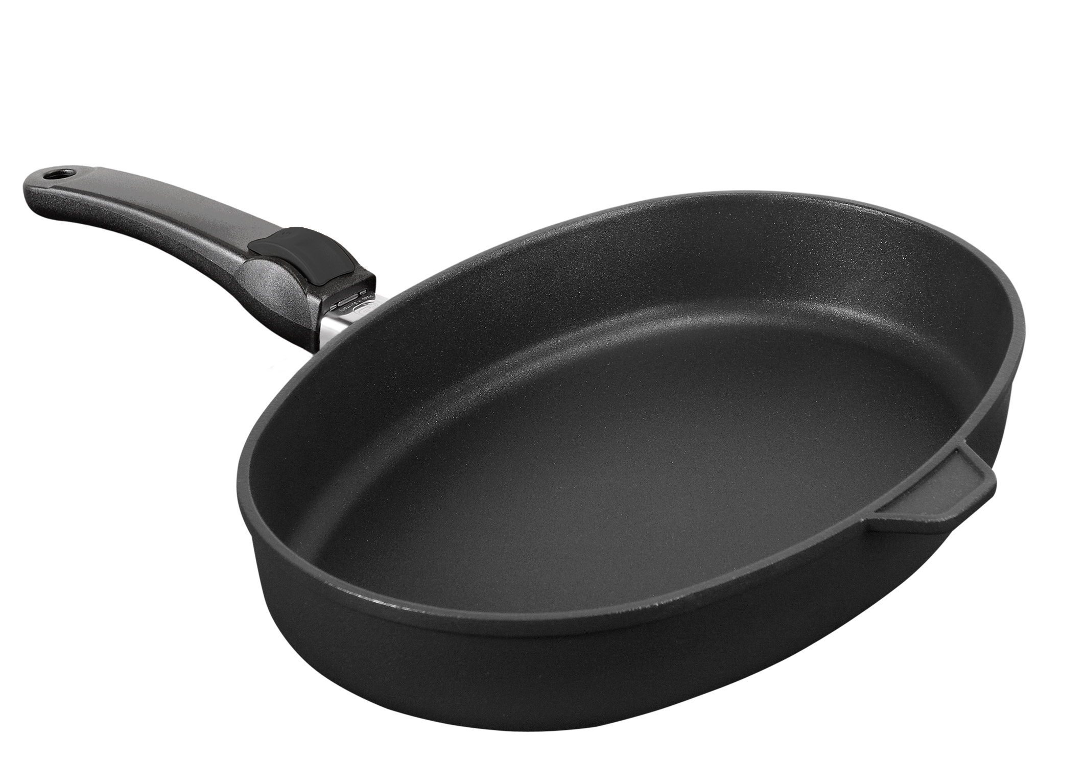 Patelnia tytanowa do ryb owalna 38x26 cm indukcja – SKK z odpinaną rączką
